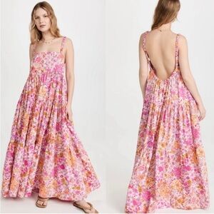 Free People Park Slope Dress Maxi Floral in‎ Blossom Combo RARE PINK Sz. Med
